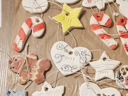 Christmas Tree Decorations and present tags using bicarbonate of soda dough